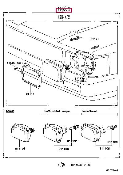 Toyota 81150-89150 Headlamp 8115089150