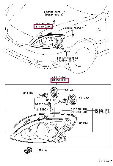 81150AA070 Toyota Headlamp