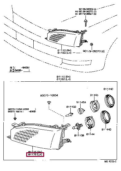 8117033052 Toyota Headlamp
