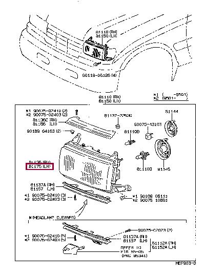 8117060293 Toyota Headlamp