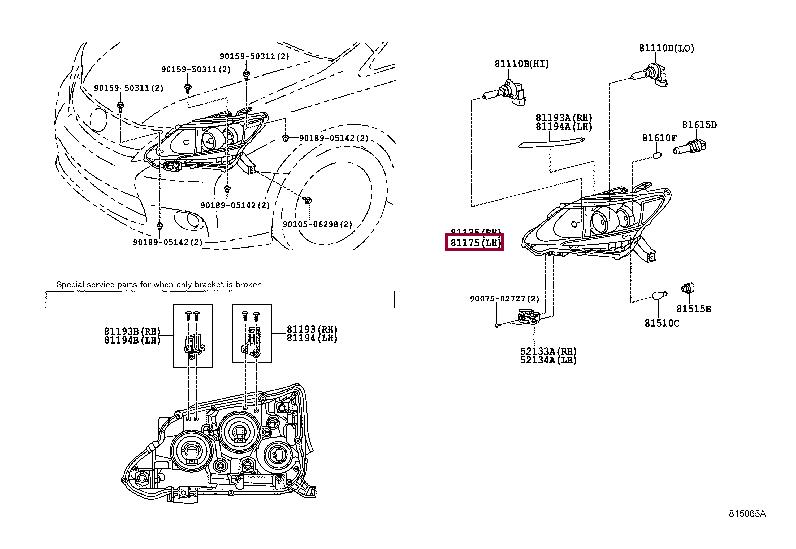 8117075030 Toyota Headlamp