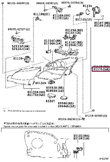 8118550A11 Toyota Headlamp
