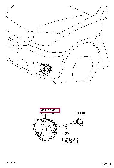 Toyota 81211-42060 Fog lamp 8121142060 8121142060 Toyota Fog lamp