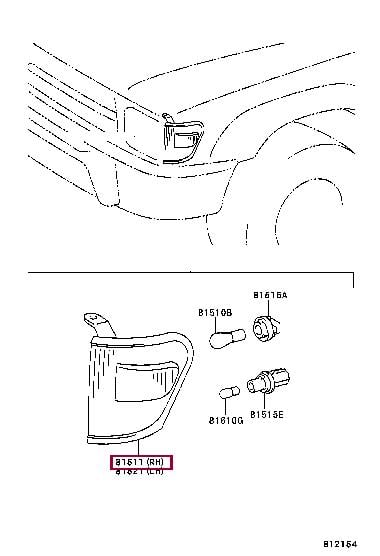 Side indicator Toyota Hilux: 8151135300 Toyota LENS & BODY, FR TURN