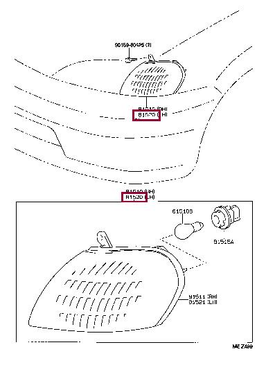 8152016250 Toyota LAMP ASSY, FR TURN