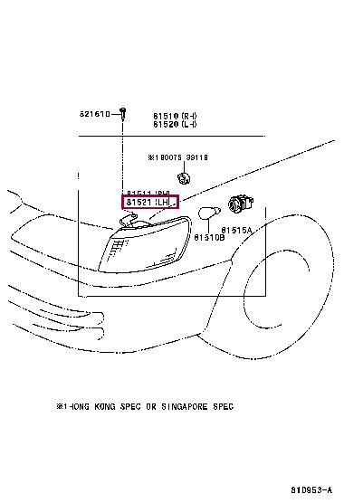 8152133070 Toyota LENS & BODY, FR TURN