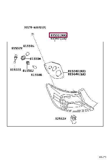 Tail lamp right Toyota 81550-06470