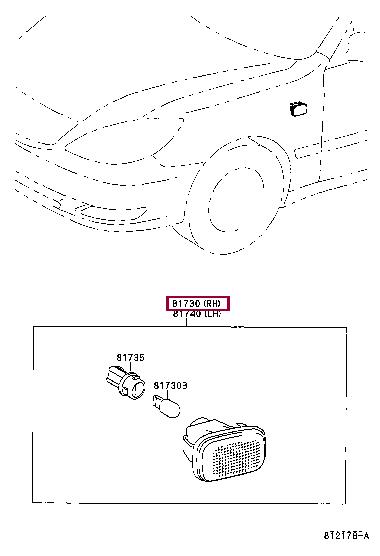 Side indicator Toyota Camry: 81730YC020 Toyota Running repeater