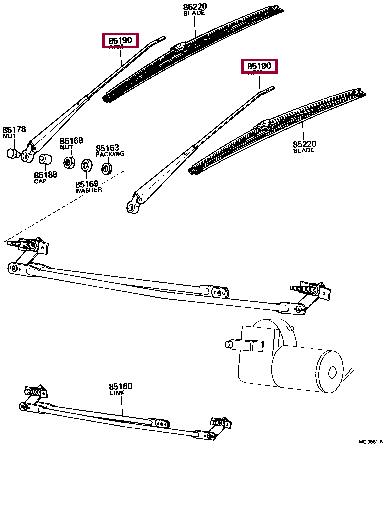 8519095212 Toyota Wiper Arm, window cleaning
