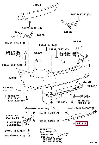 5215133040 Toyota Moulding bumper