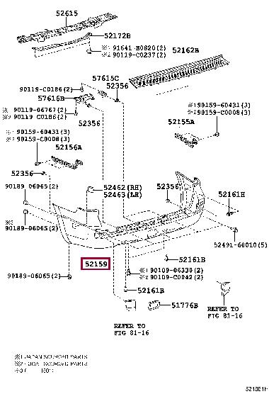 521596A927 Toyota Bumper rear