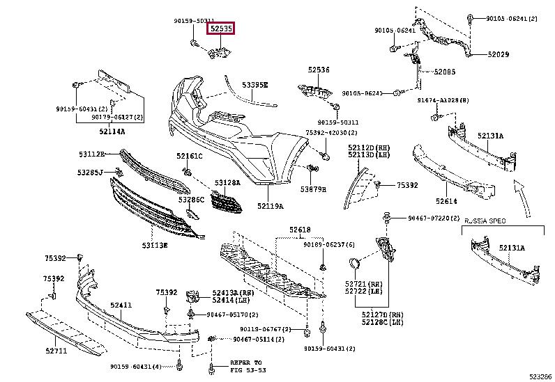 5253542080 Toyota Bracket bumper