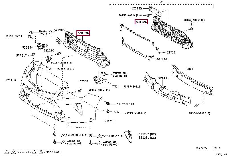 5310233021 Toyota Front bumper grill