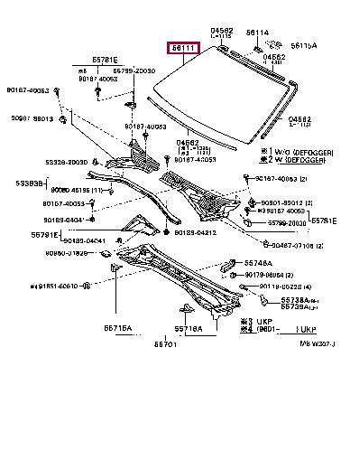 561112B111 Toyota Windshield