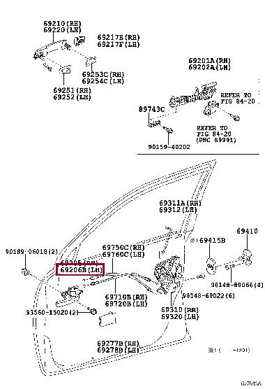 6920660160 Toyota HANDLE SUB-ASSY DOO