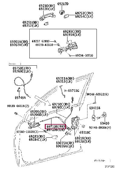 6971060050 Toyota Door lock cable