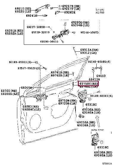 6975048090 Toyota Door lock cable