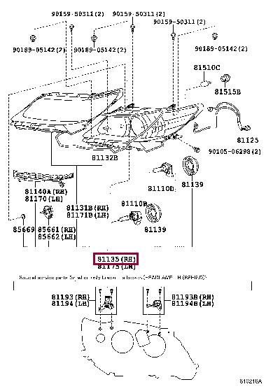 8110533C80 Toyota Headlamp