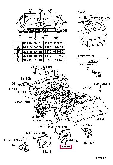 Toyota 83110-07011 Speedometer 8311007011