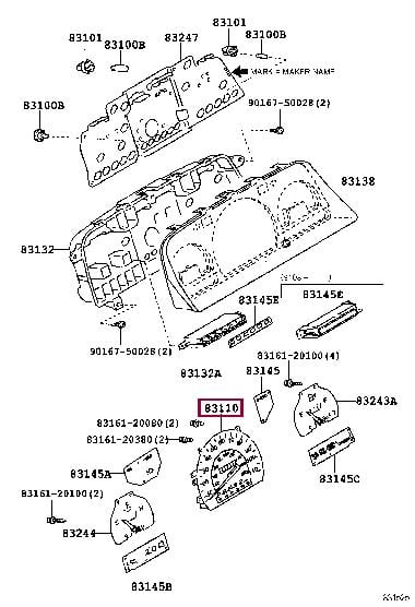 Toyota 83110-89300 Speedometer 8311089300