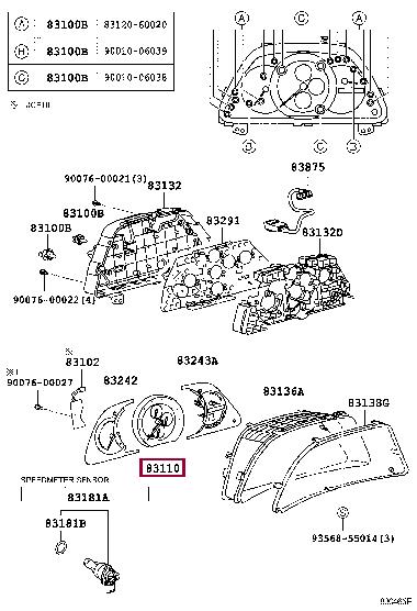 Toyota 83220-53191 Speedometer 8322053191