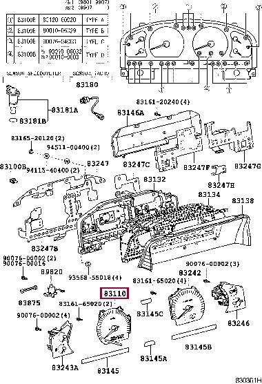 Toyota 83220-60490 Speedometer 8322060490