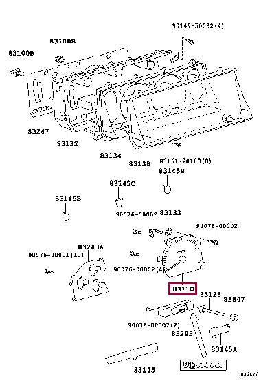 Toyota 83220-60770 Speedometer 8322060770