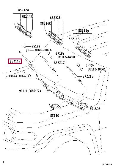 8521135140 Toyota Wiper arm
