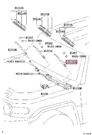 Wiper arm front left Toyota 85221-35141