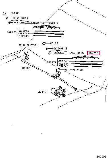 Toyota 85221-60190 ARM, FR WIPER, LH 8522160190