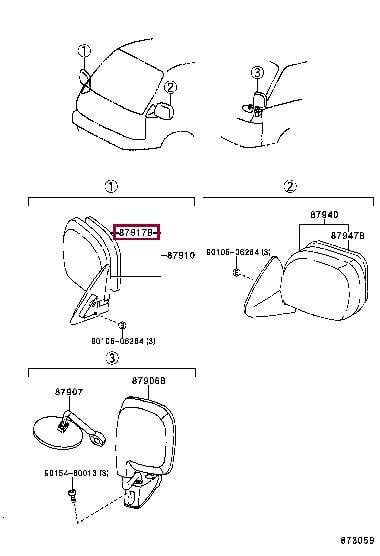 8791795J37 Toyota MIRROR OUTER RR