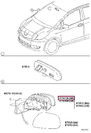 Macht mirror glass Toyota: 8793152660 Toyota SPIEGELGLAS AUSSENSP
