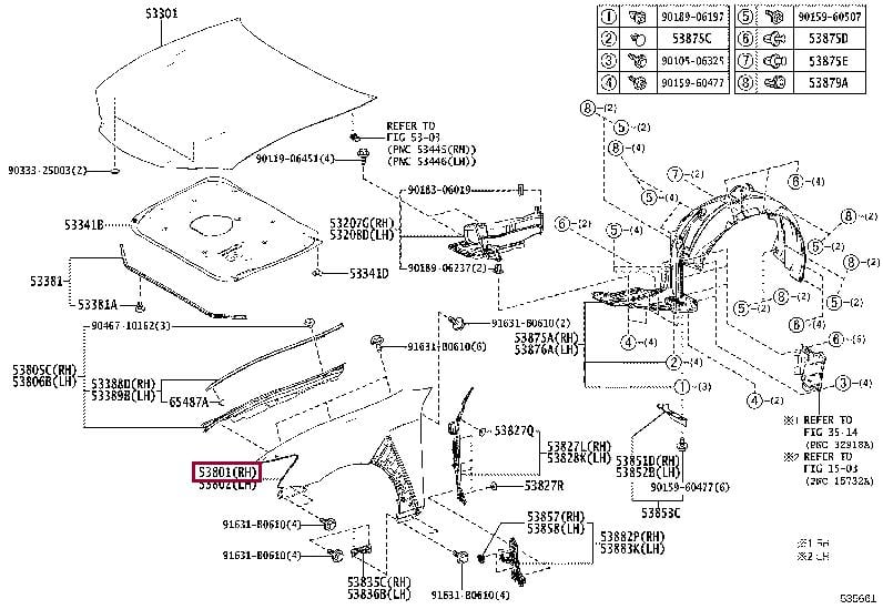 5380130A70 Toyota Front fender right