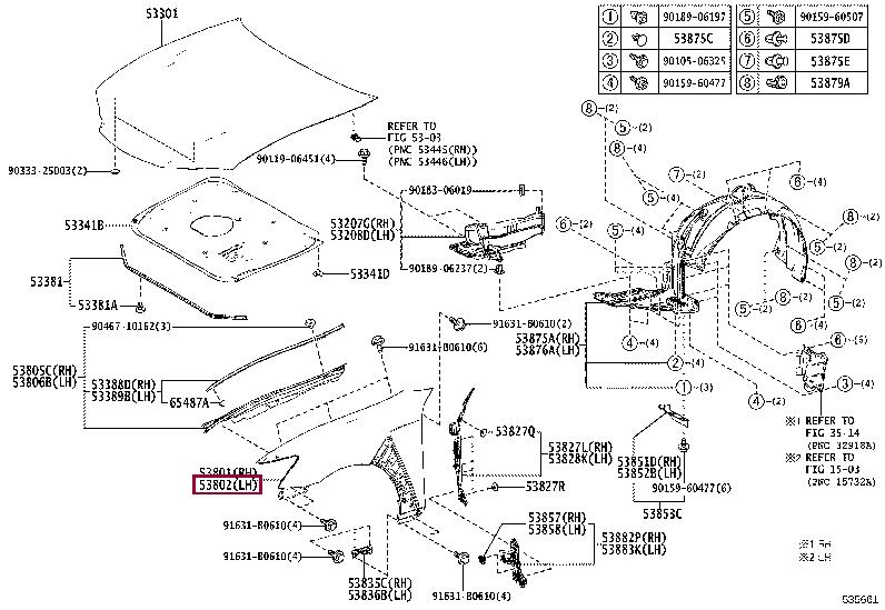 5380230A60 Toyota Front fender
