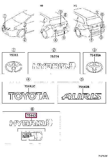 7544402C00 Toyota Emblem