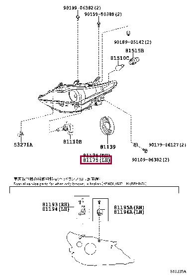 8117002J71 Toyota Headlamp