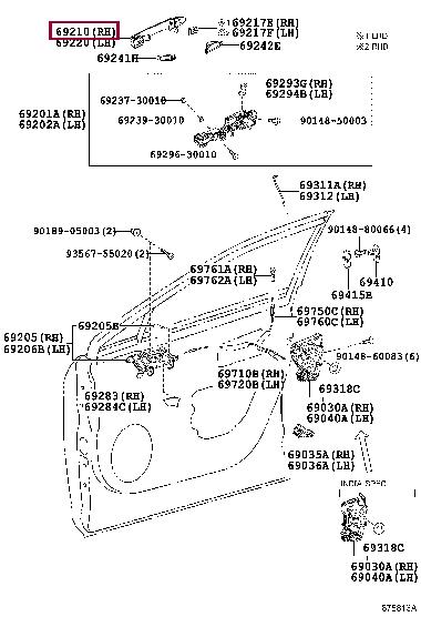 6921048110E1 Toyota HANDLE ASSY FR DOOR