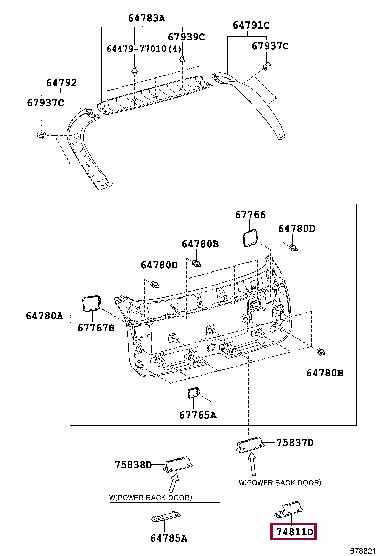 6929148030E0 Toyota HANDLE BACK DOOR I