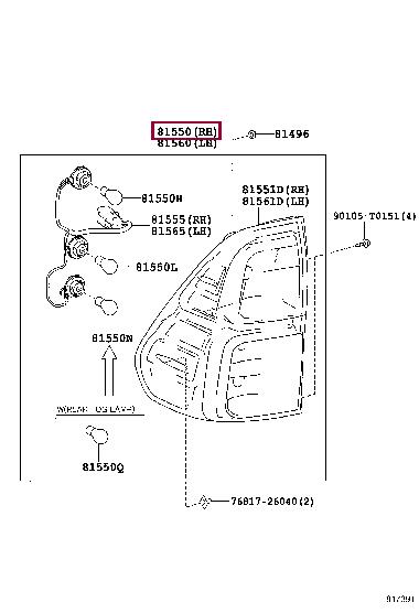 815500K261 Toyota Combination Rearlight