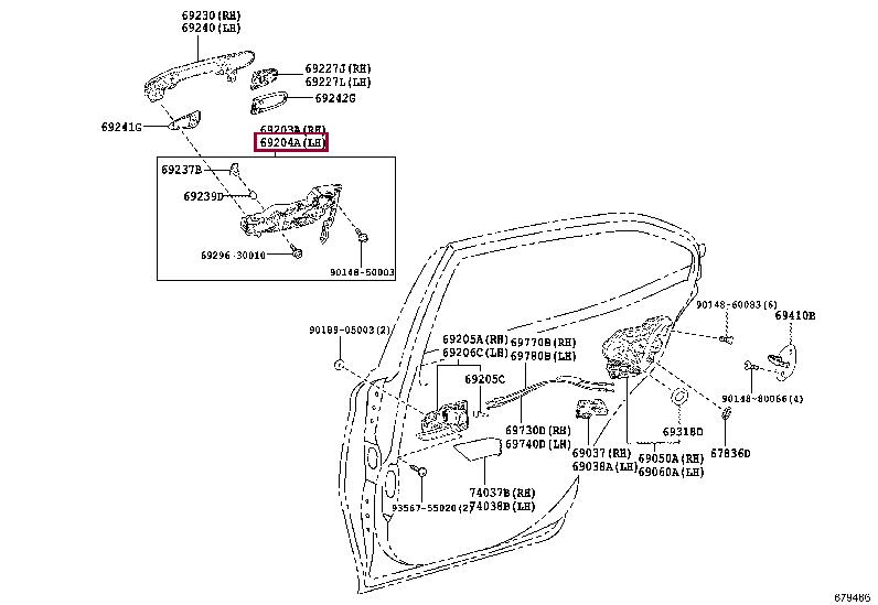 6920433070 Toyota Door handle housing