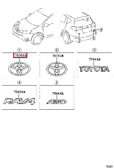 Toyota 75301-42050 Emblem 7530142050