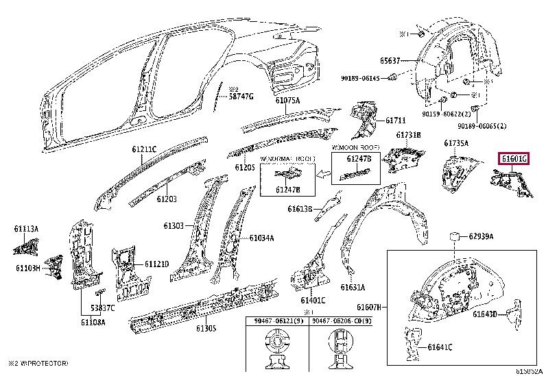 6160133390 Toyota Rear panel