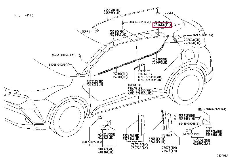 75764F4010 Toyota Molding