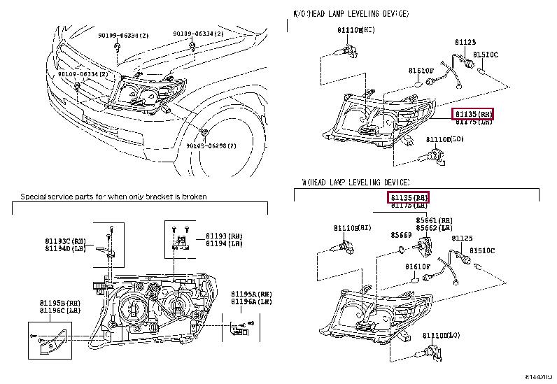 8110560K12 Toyota Headlight right