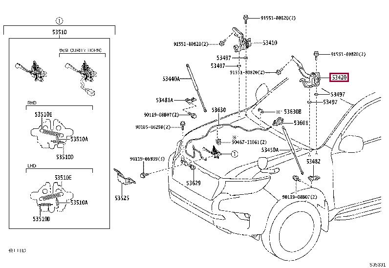 5342060120 Toyota Hood hinge