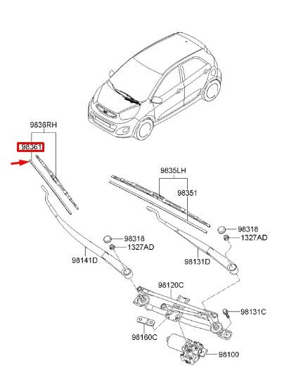 Hyundai/Kia 98361 1Y000 Wiper Blade Rubber 983611Y000