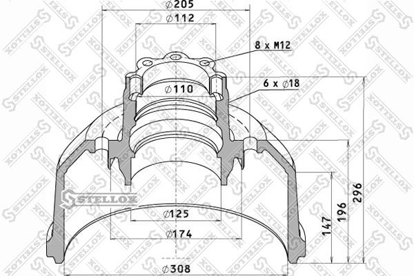 Stellox 85-00065-SX Rear brake drum 8500065SX