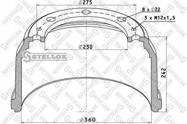 Stellox 85-00070-SX Rear brake drum 8500070SX