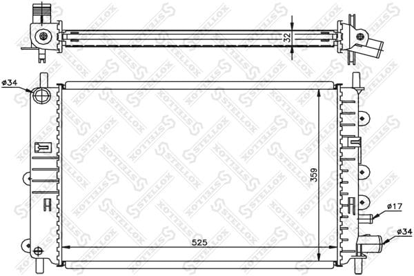 Stellox 10-25055-SX Engine cooling radiator 1025055SX 1025055SX Stellox Engine cooling radiator