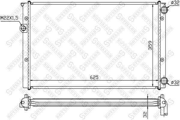 Stellox 10-25071-SX Engine cooling radiator 1025071SX 1025071SX Stellox Engine cooling radiator